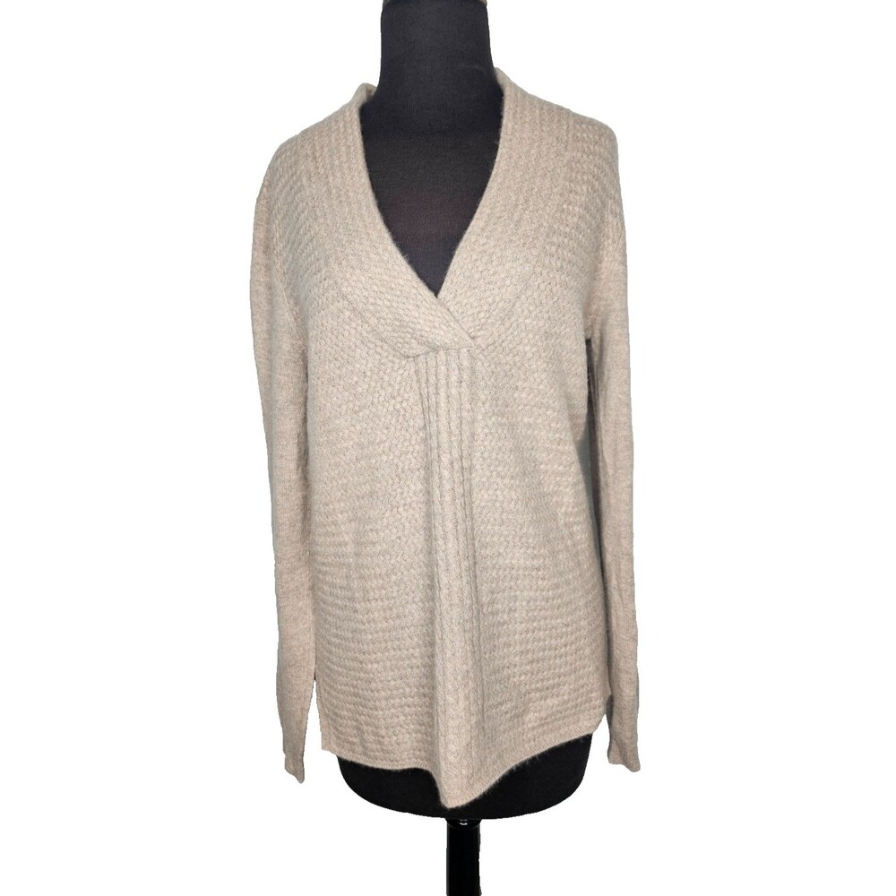 DADDY'S DAUGHTERS Pure Mongolian Cashmere Sweater S Jumper Pullover Beige V-Neck